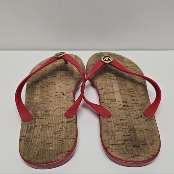 Michael Kors Red Jelly Cork Thong Sandals Flip Flops Women's 9 - Picture 4 of 8